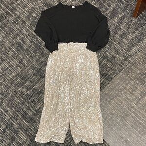 Black Sweater and Sequin Pants Set